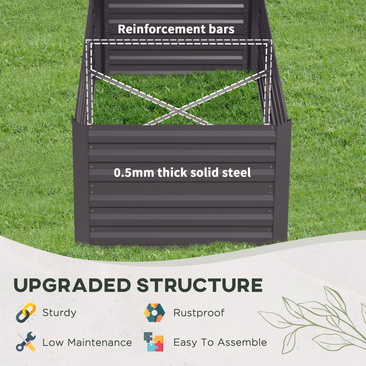 Galvanised Steel Outdoor Raised Bed