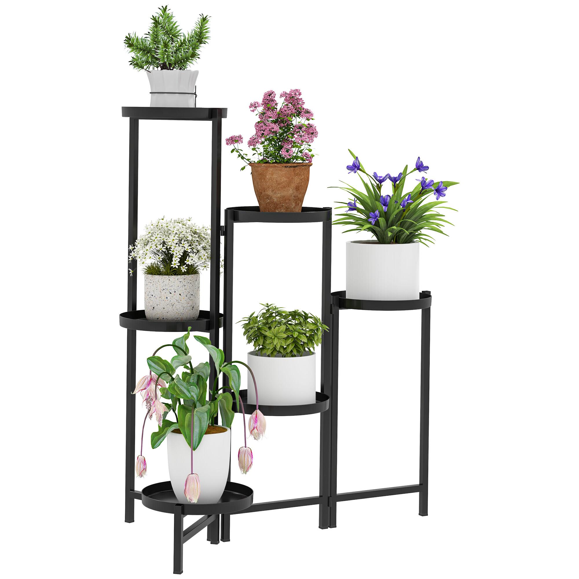 3 Tier Foldable Corner Plant Stand, Black