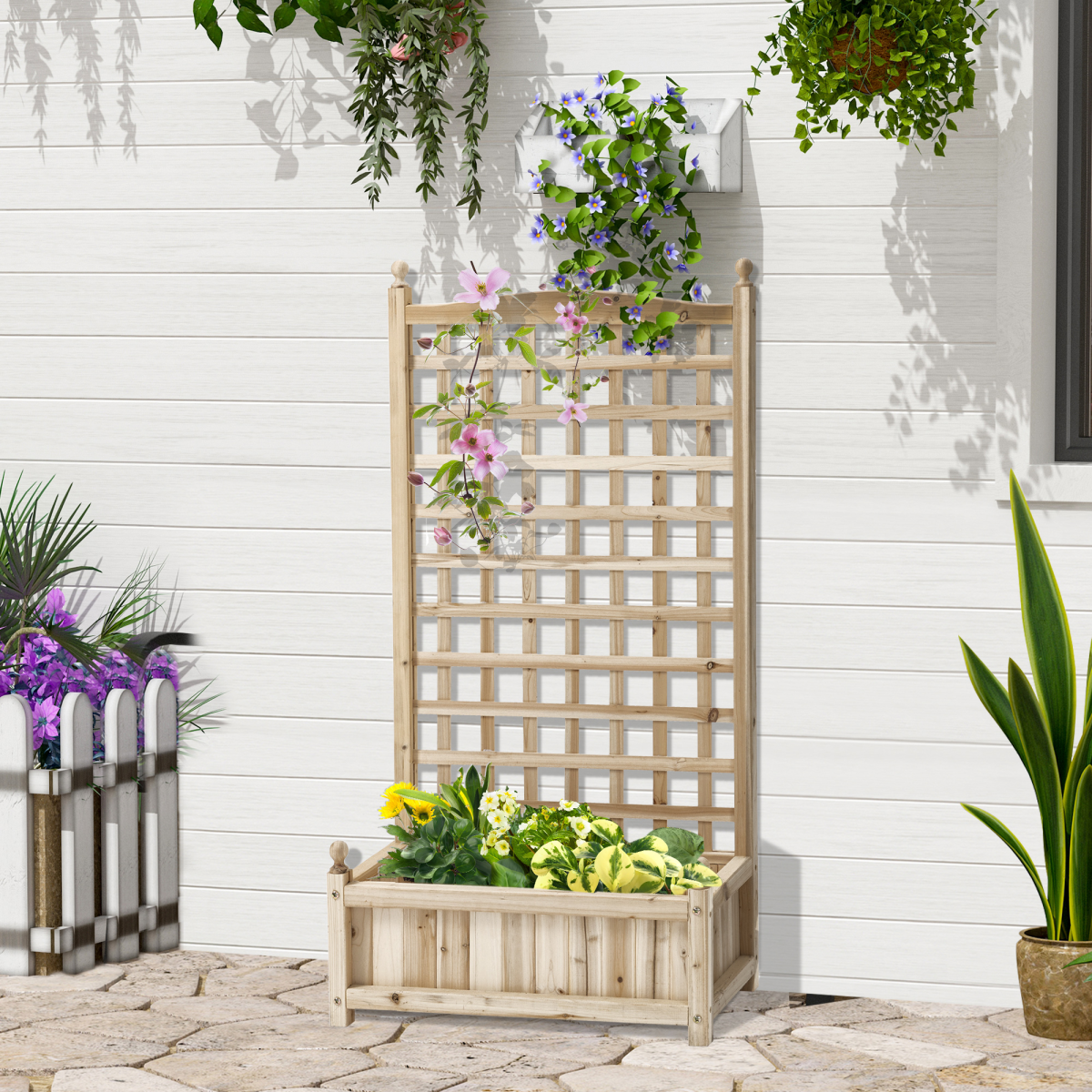 Raised Garden Bed with Trellis Garden Planters