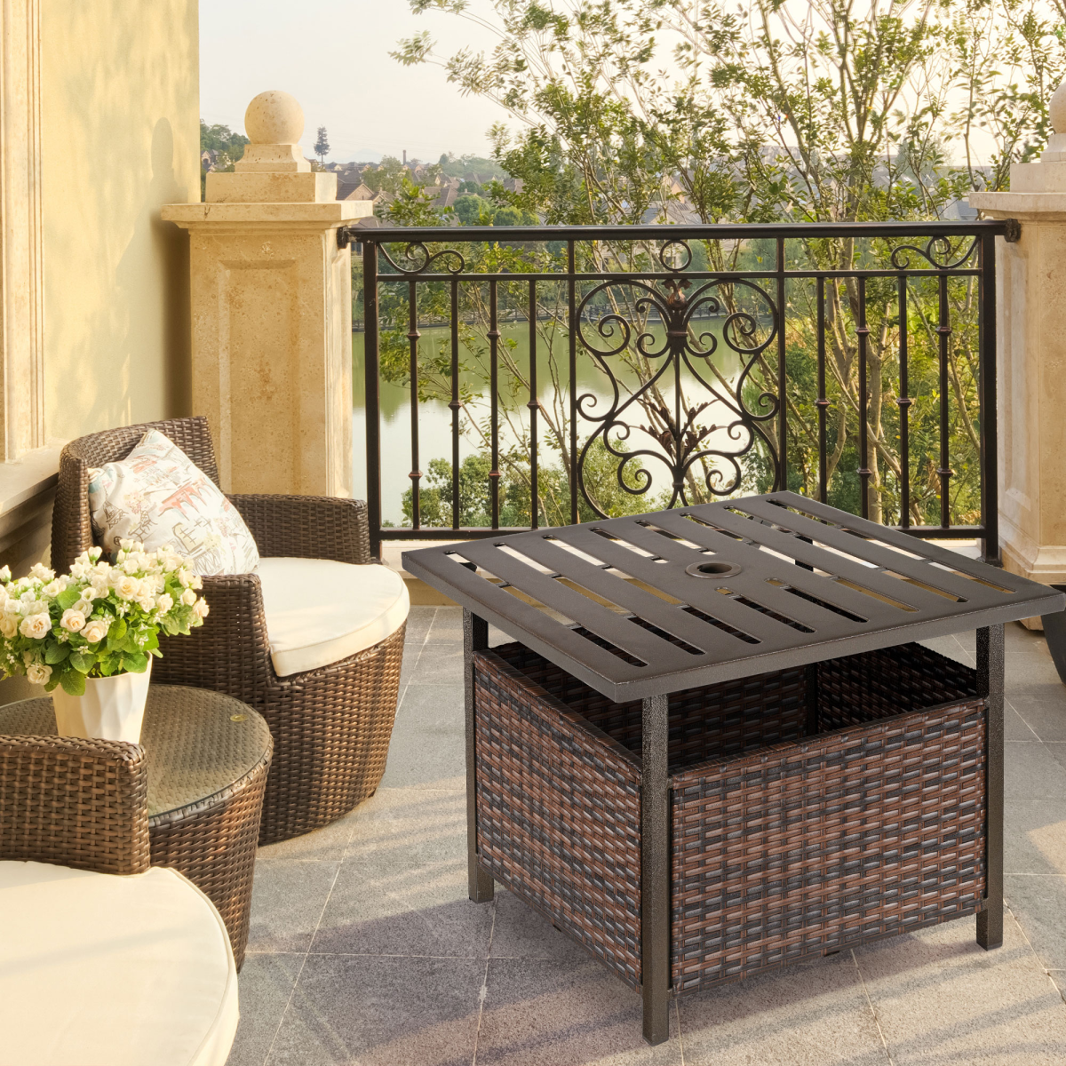 Rattan Coffee Table for Garden Backyard