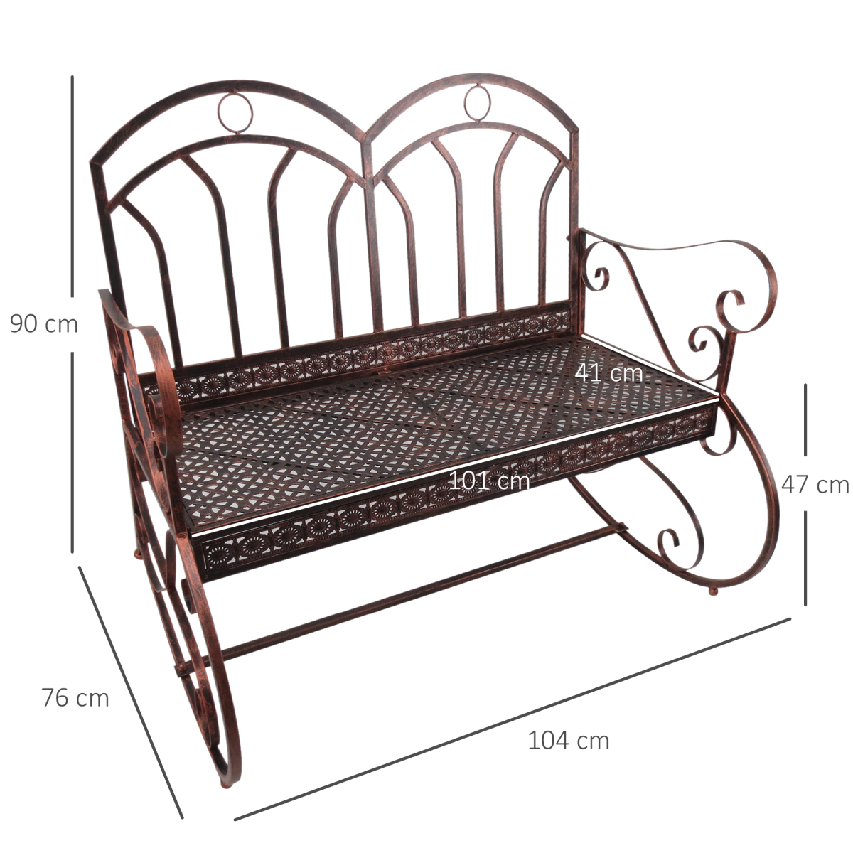 Rocking Chair Swing Bench - Metal Bronze Garden