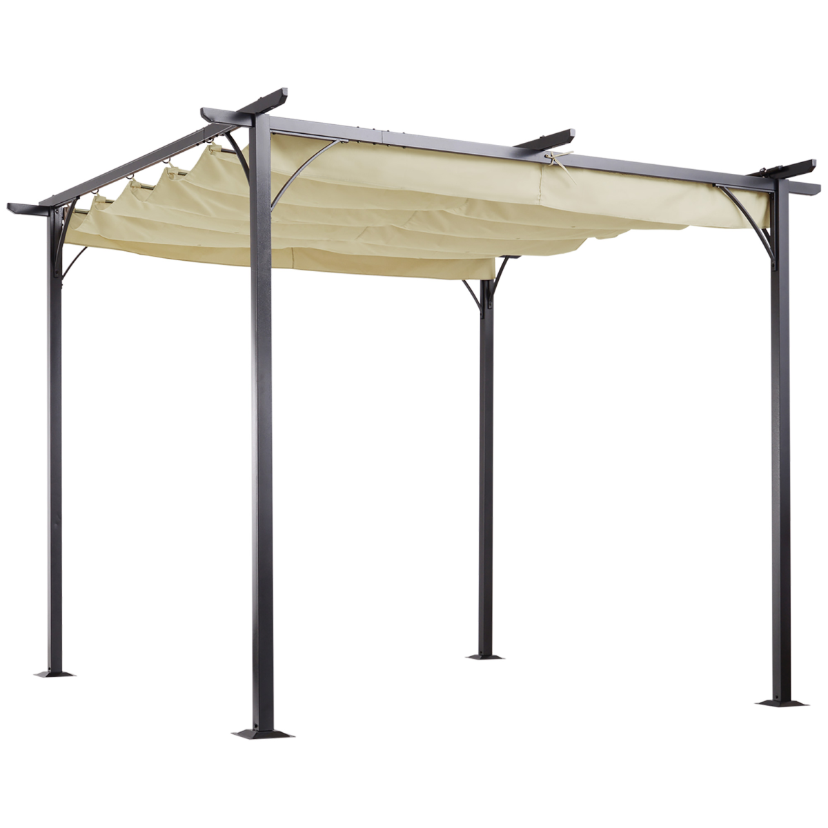 3x3m Outdoor Pergola Metal Gazebo Awning Retractable Canopy