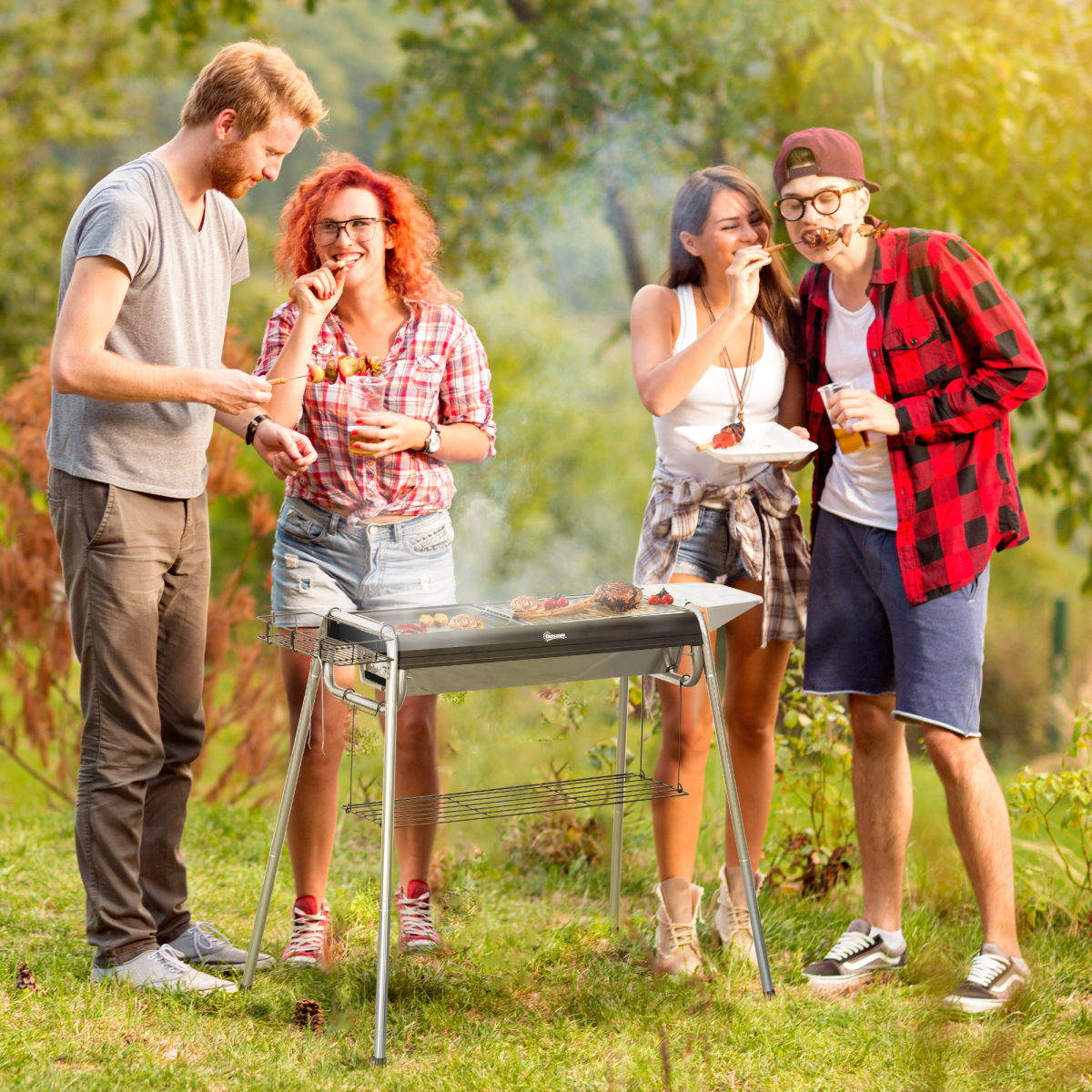 Charcoal BBQ Grill with Griddle Plate