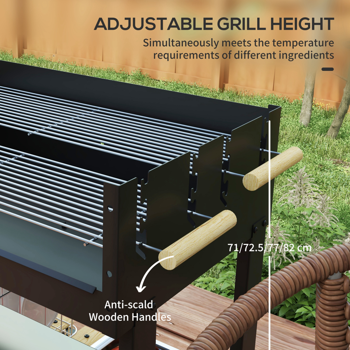Charcoal BBQ Grill with Side Table & Storage Shelf
