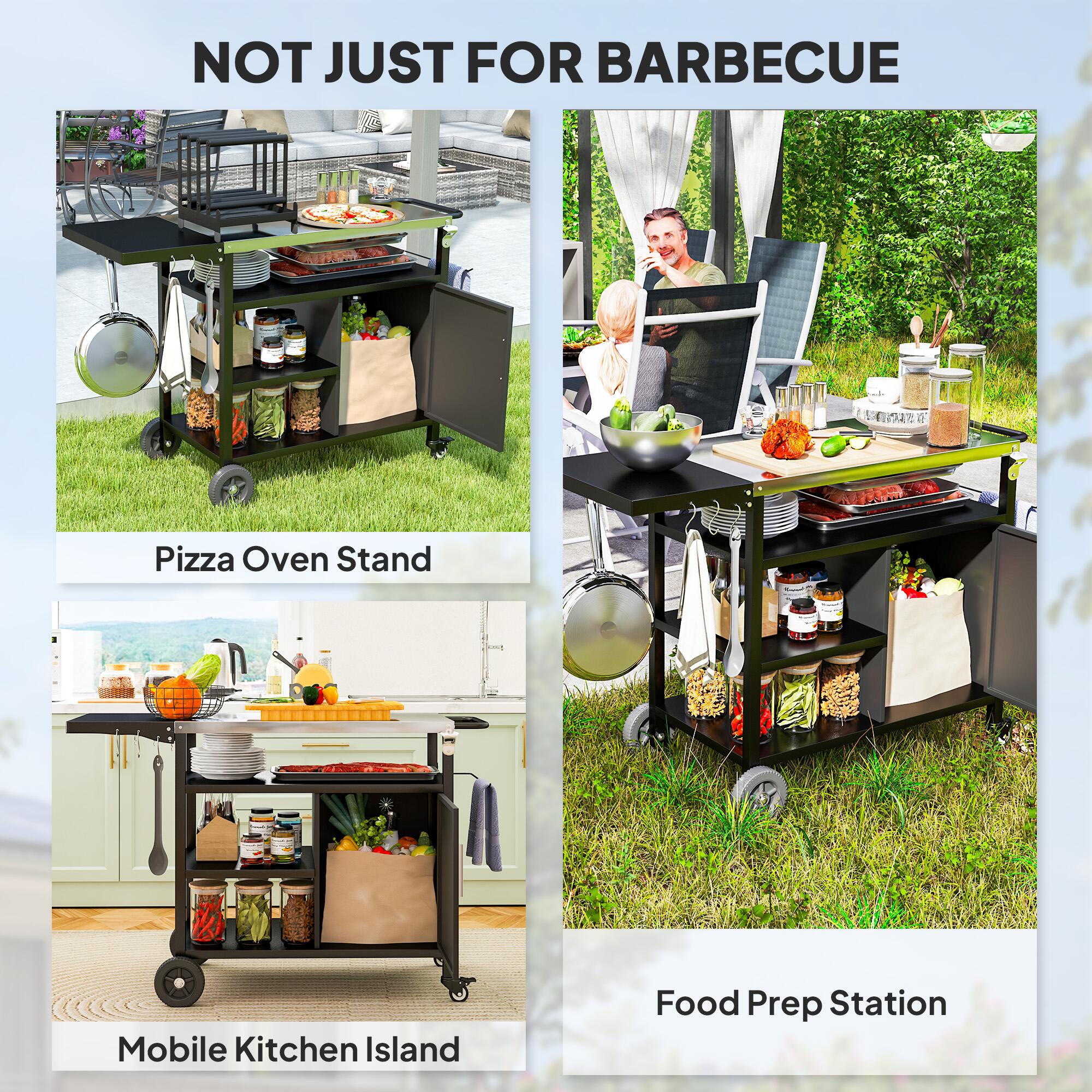 Stainless Steel Outdoor BBQ Trolley, Black