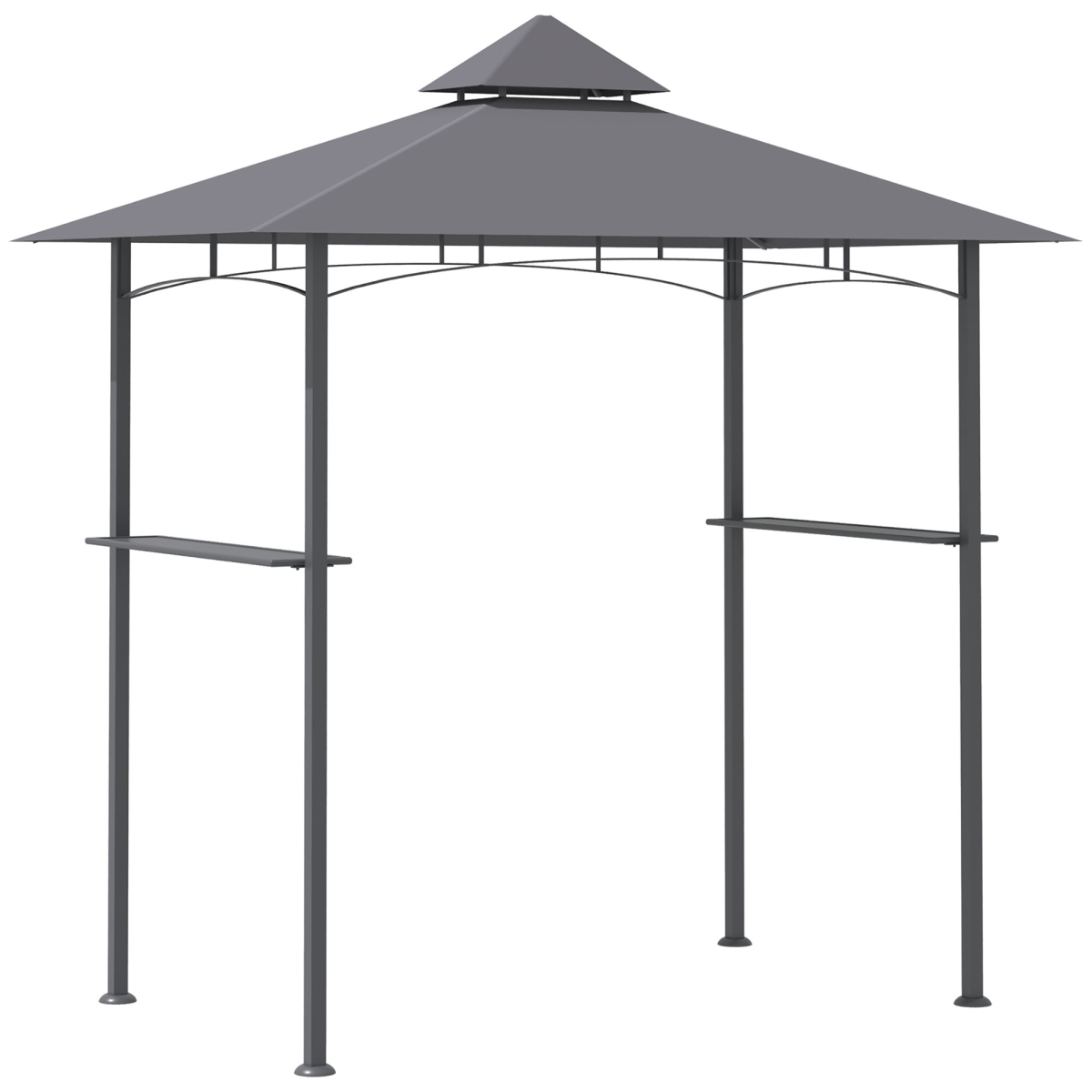 8ft Double-Tier BBQ Gazebo Grill Canopy Barbecue Grey