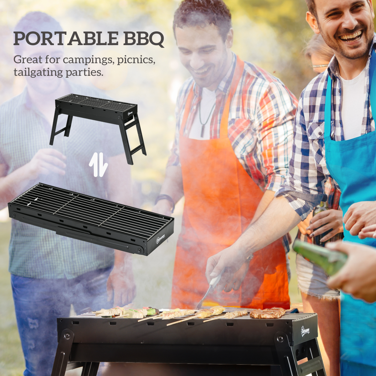 Portable Charcoal Grill with Pull-Out Basin