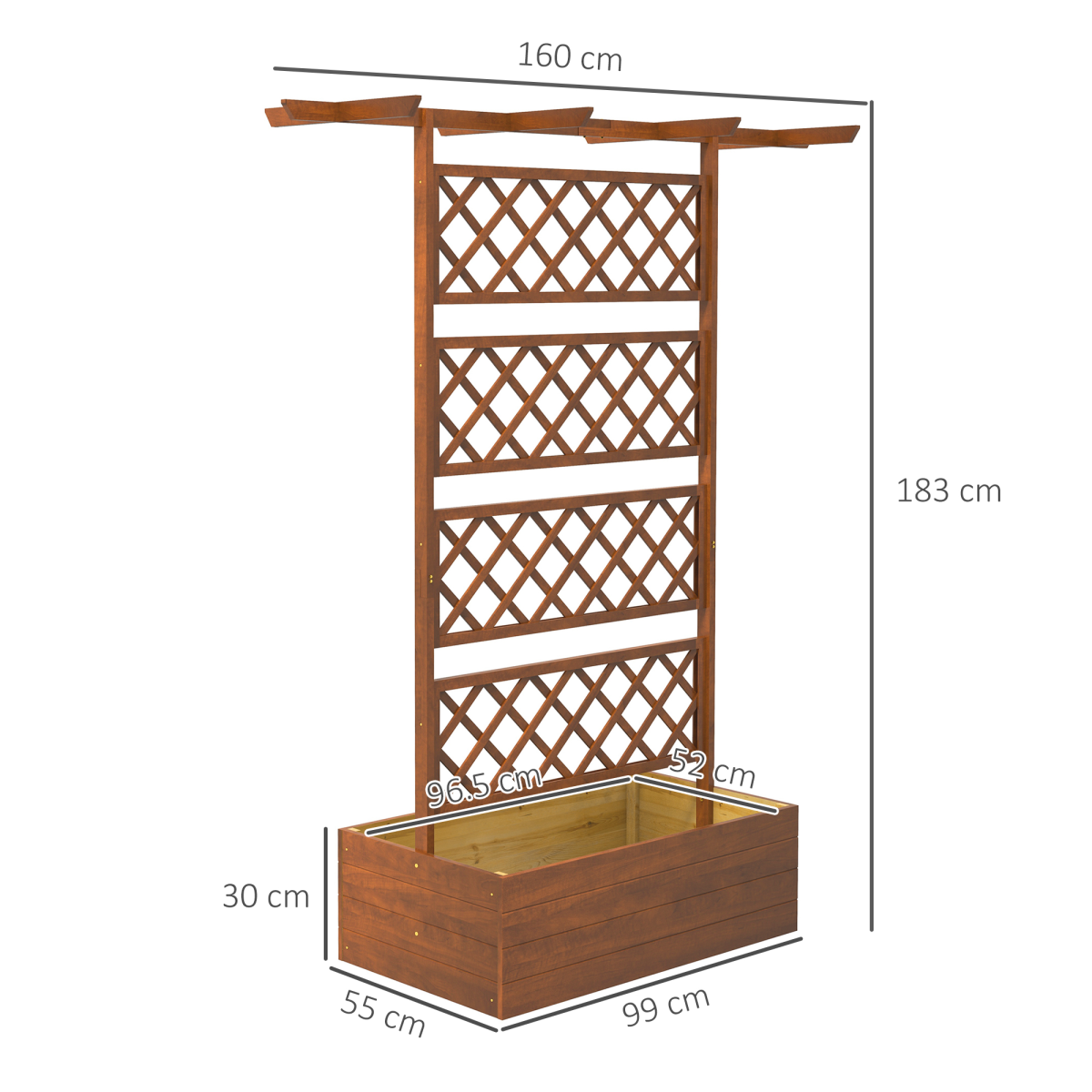 Wooden Trellis Planter, Raised Garden Bed for Climbing Plants