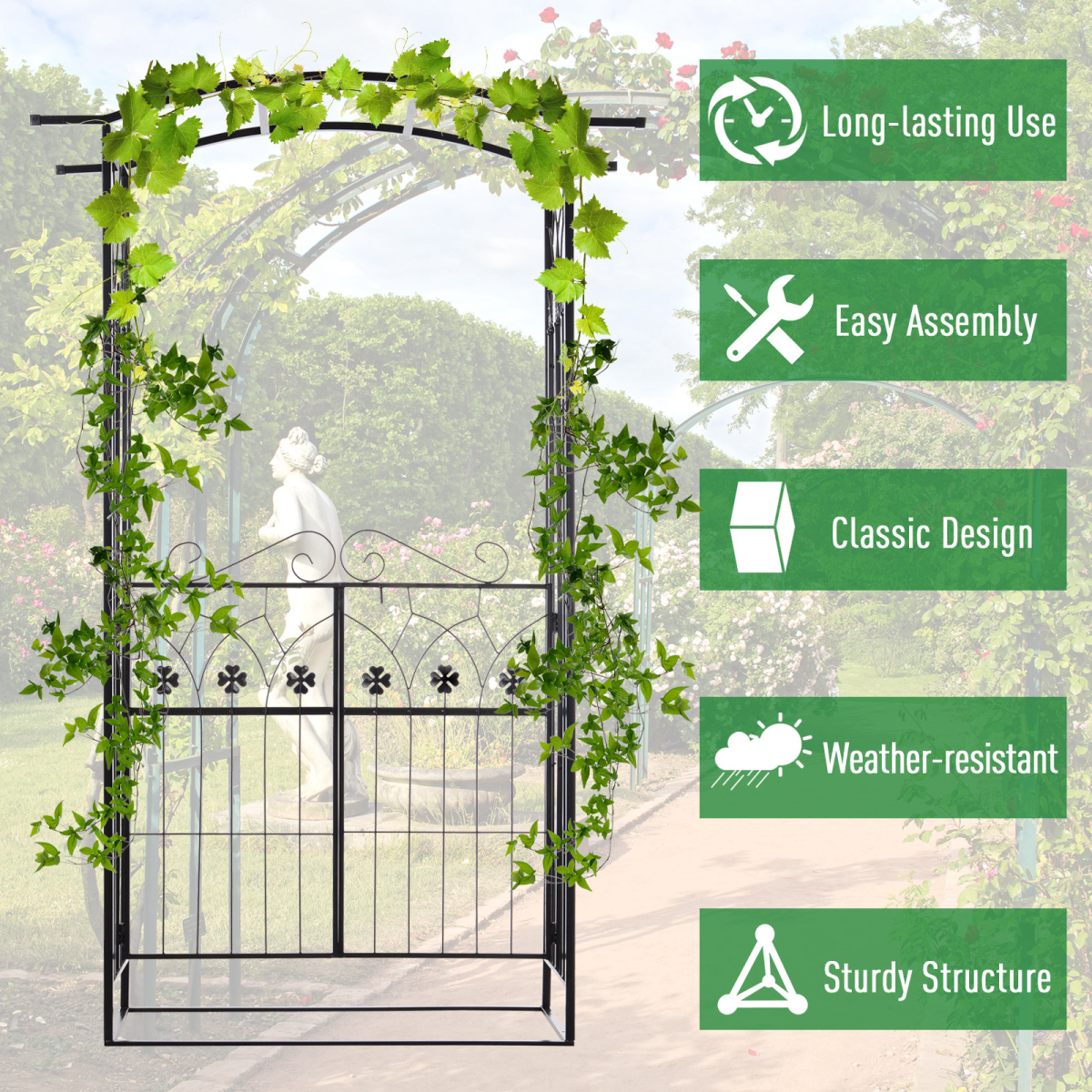 outsunny garden entrance arch bench outdoor patio rose