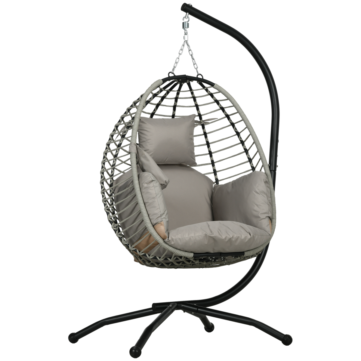 outsunny hanging swing chair with thick cushion, patio