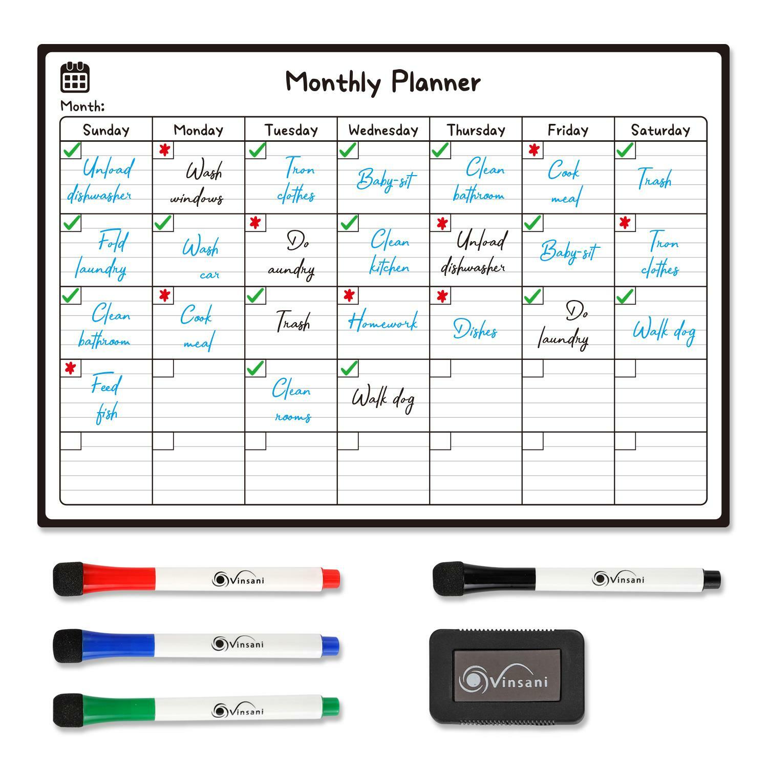 vinsani monthly planner 4 markers & eraser 0000145