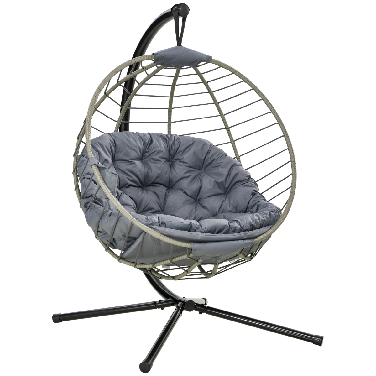 outsunny pe rattan hanging swing chair w/ stand