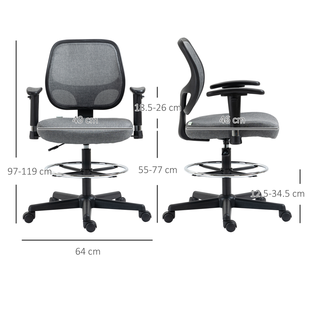 drafting chair tall office stand desk chair foot view 3
