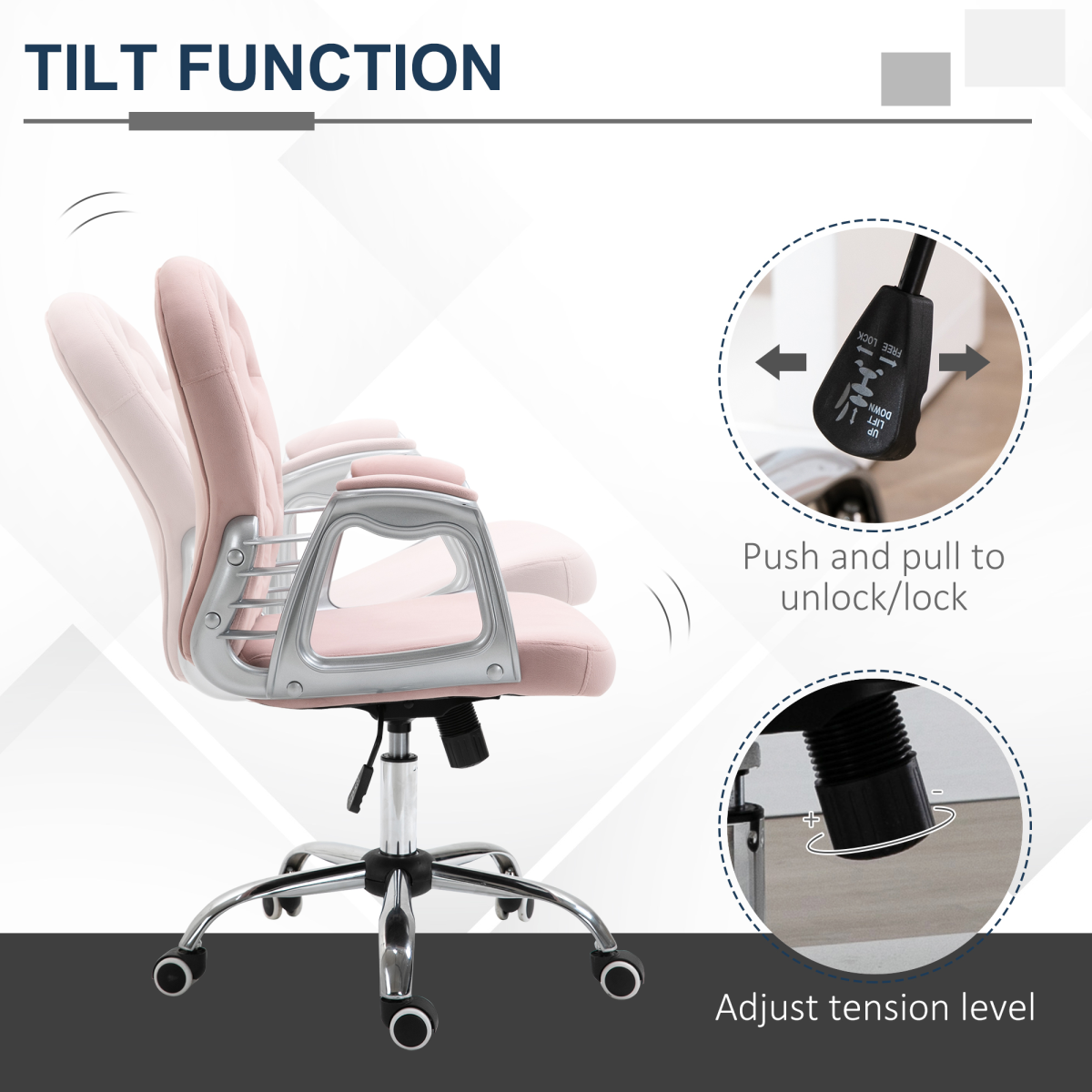 office chair luxury velour diamond tufted padded ergonomic view 5