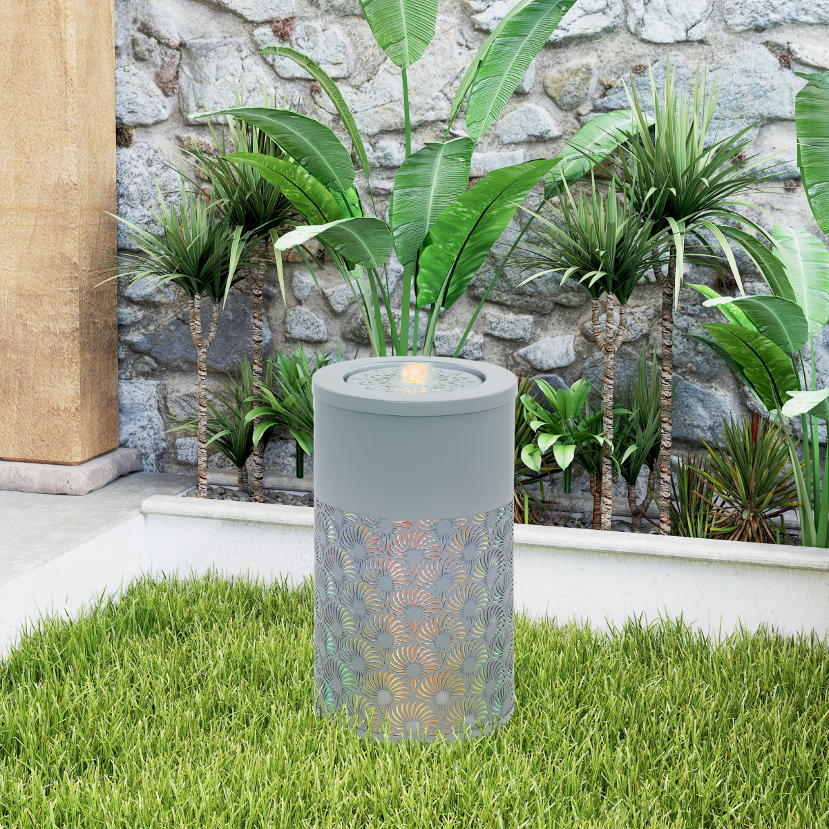 outsunny outdoor waterfall fountain water feature with led,