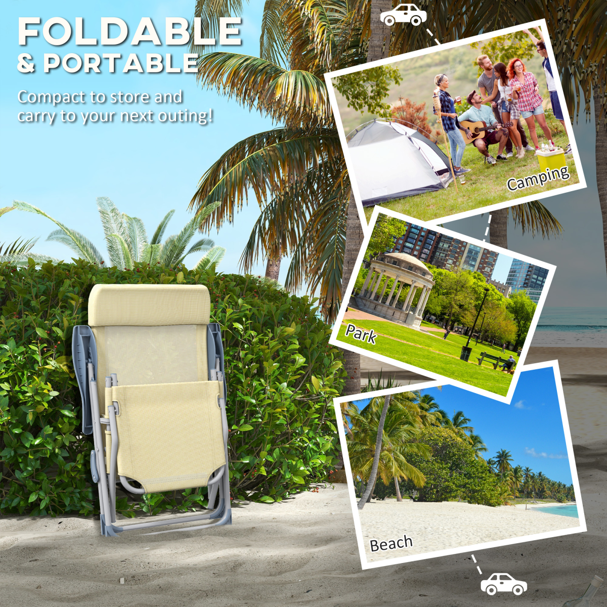 outsunny reclining garden chairs set of 2 with