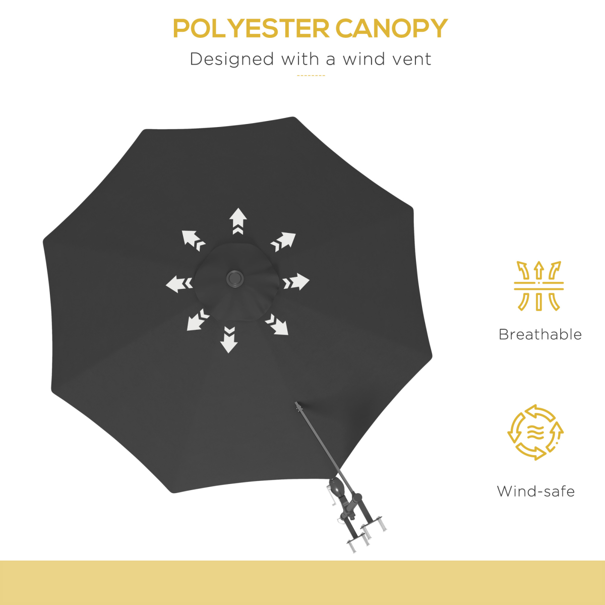 outsunny sun parasol with vent, wall umbrella for