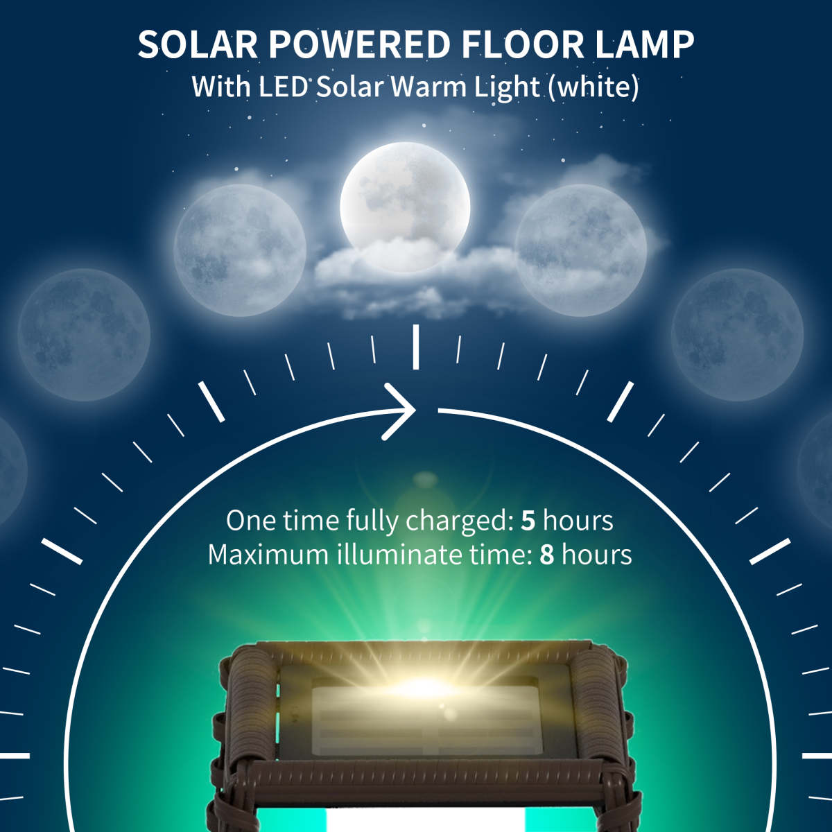 outsunny rattan solar floor lamp with auto on/off