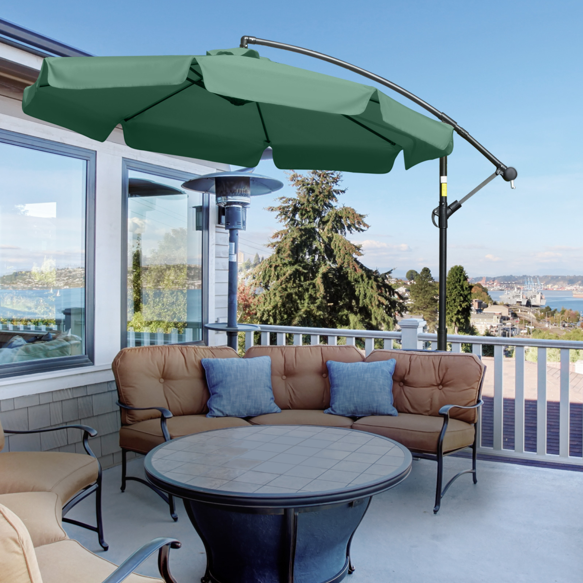 27m garden banana parasol cantilever umbrella with crank view 2