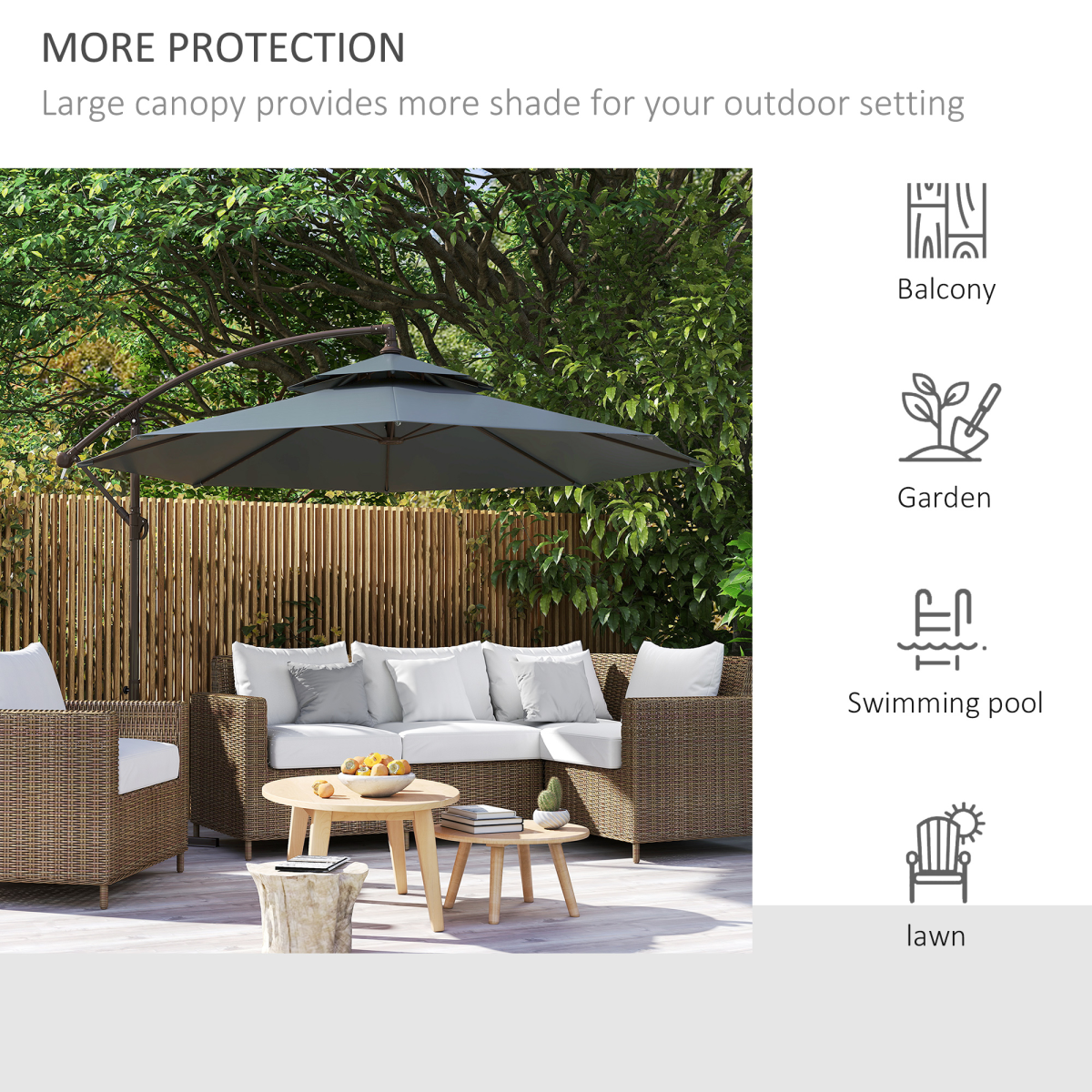 27m garden banana parasol cantilever umbrella handle dark view 8