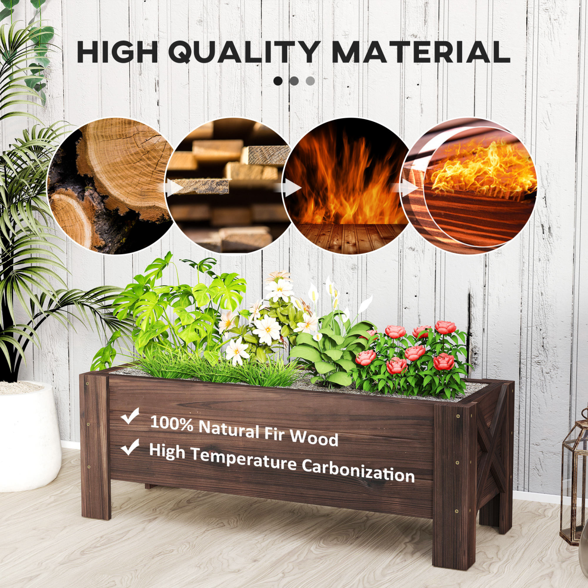 wooden garden raised bed planter grow containers pot view 5