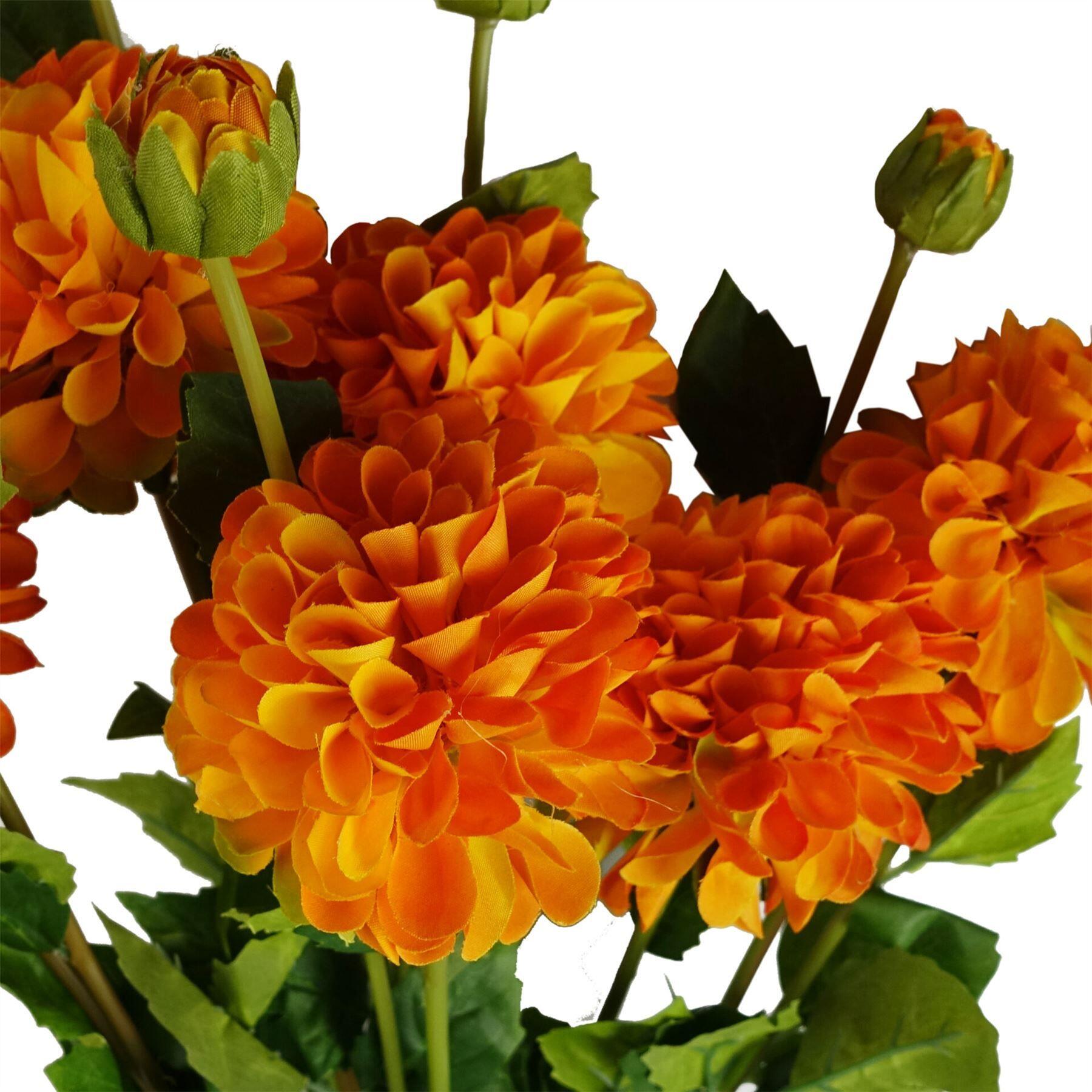75cm artificial dahlia pompom flowers orange view 7