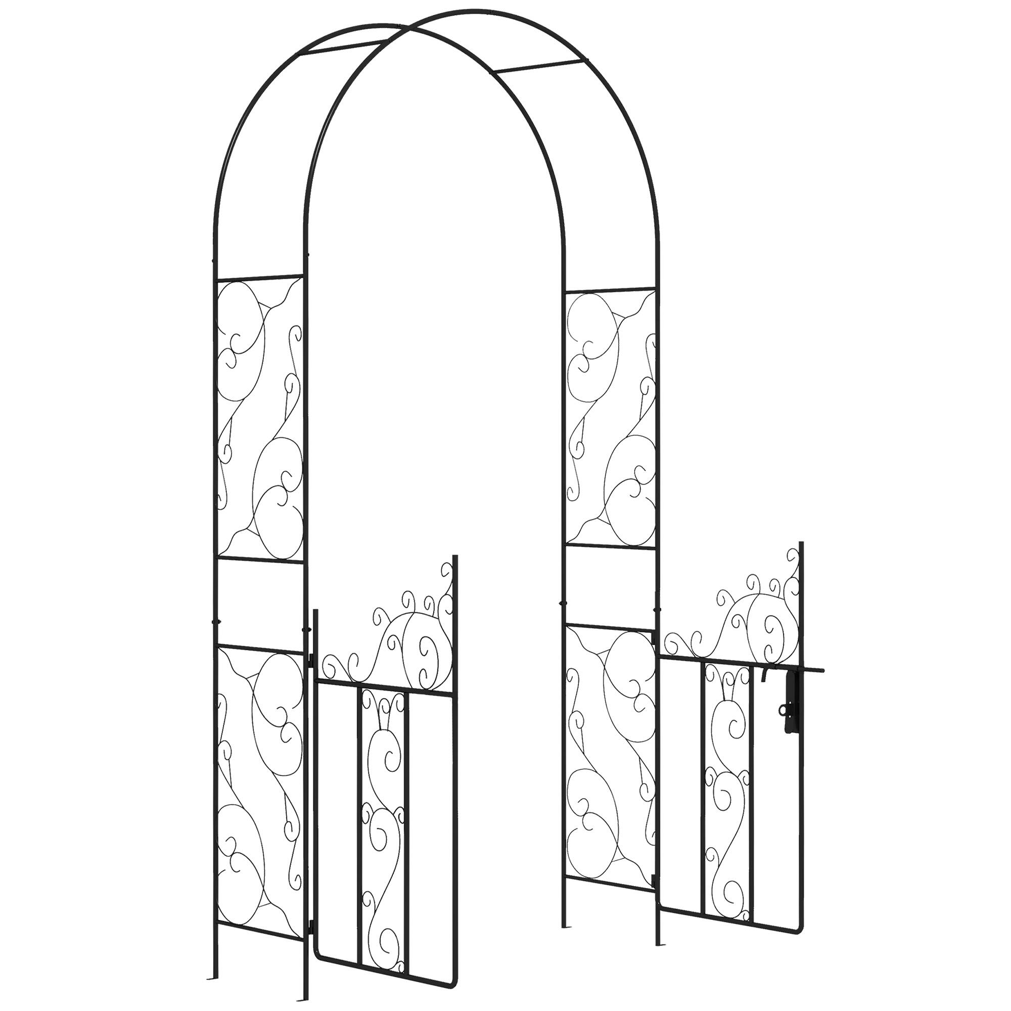 outsunny metal garden arch with double gate garden view 1