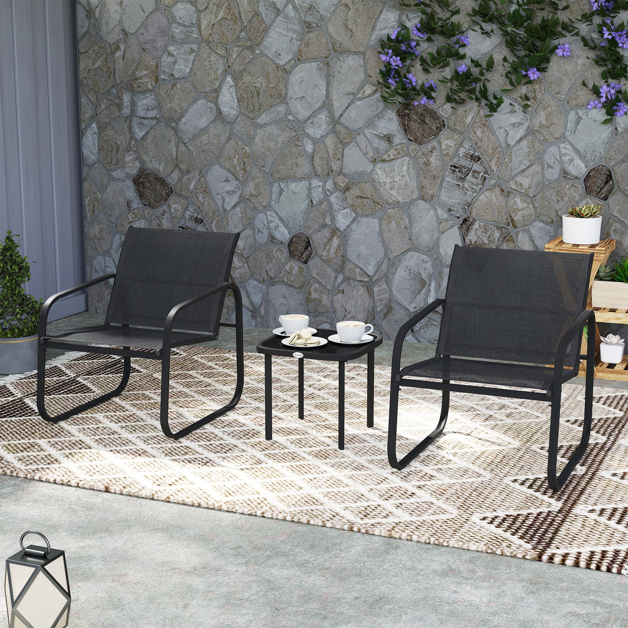 outsunny garden bistro set metal garden furniture set view 9