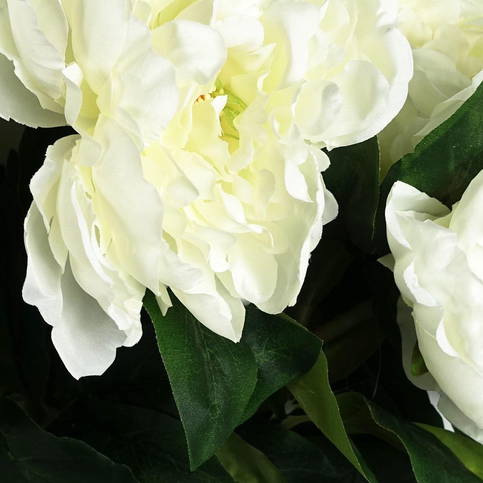 image of 80cm artificial white peony stem view 5