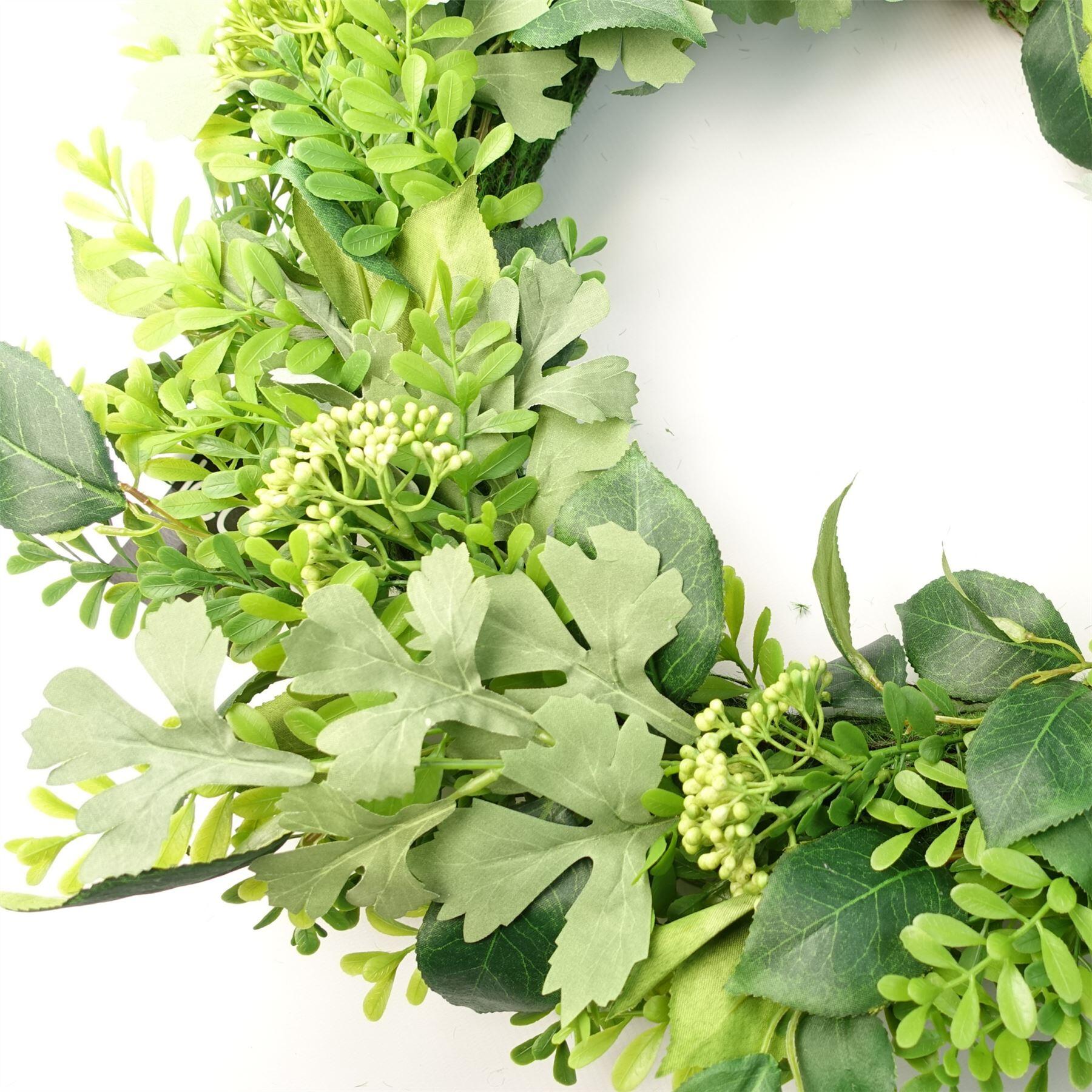 image of 50cm artificial wreath fern leaf view 2