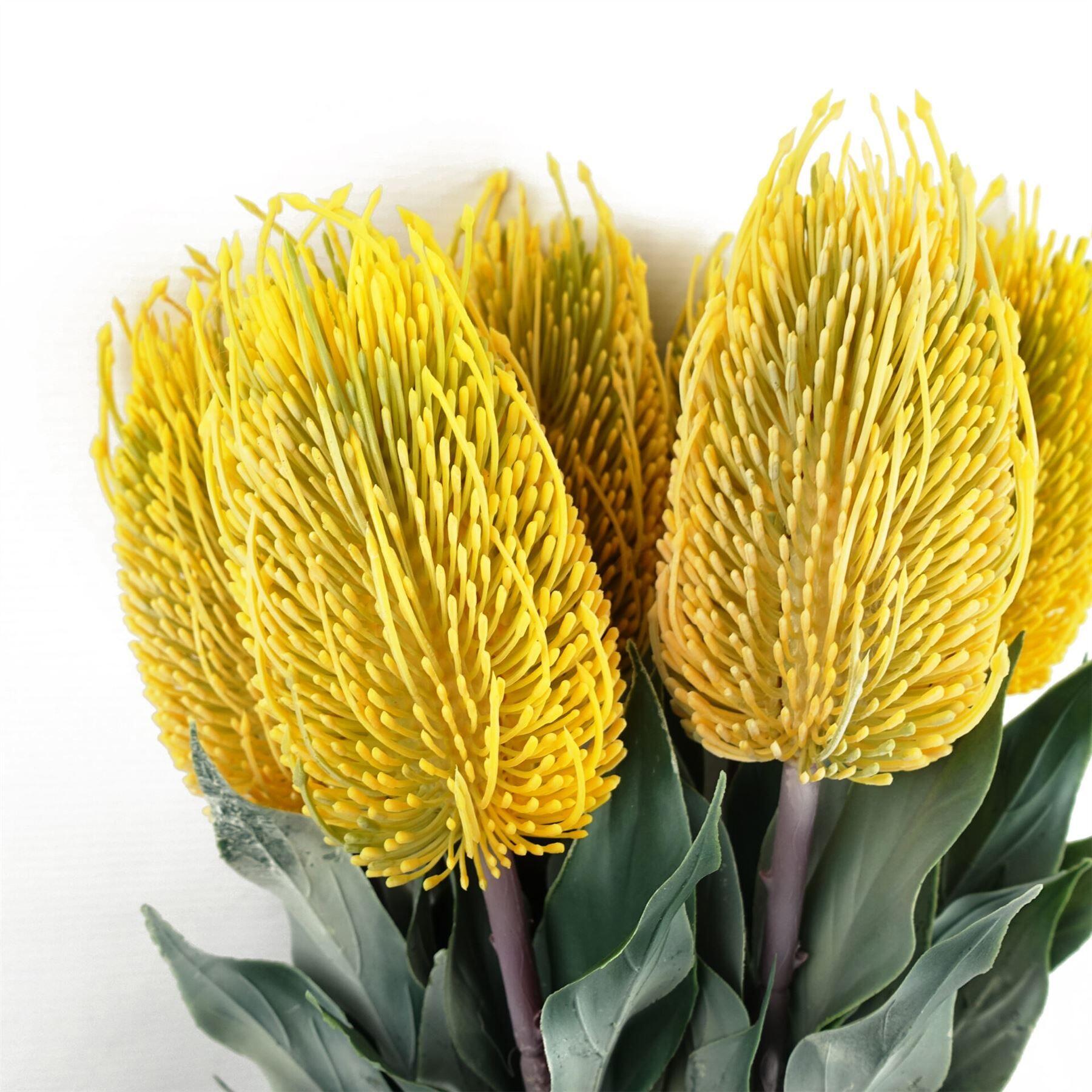 image of 75cm banksia menziesii yellow flower stem artificial view 4