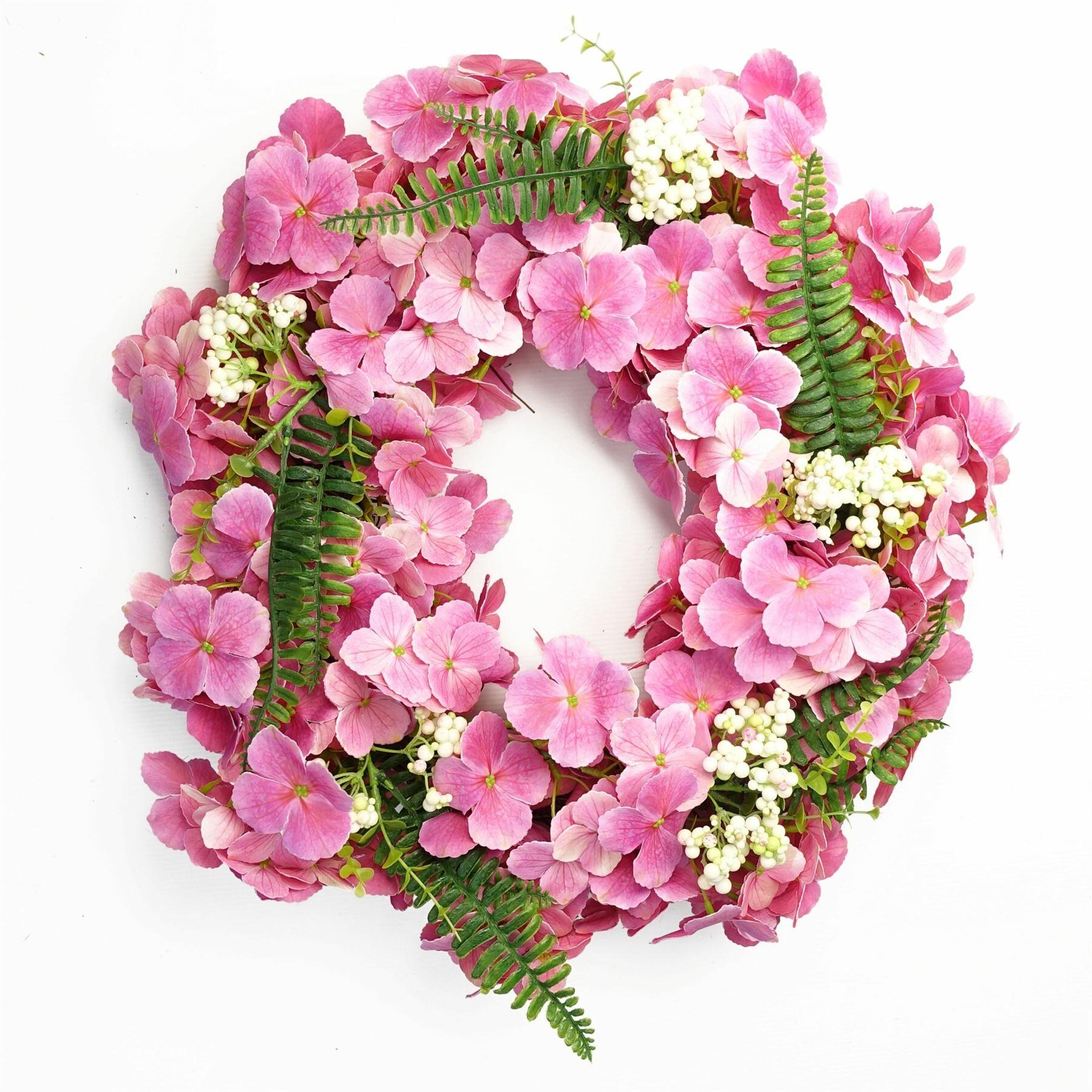 image of 40cm artificial pink floral blossom wreath view 32