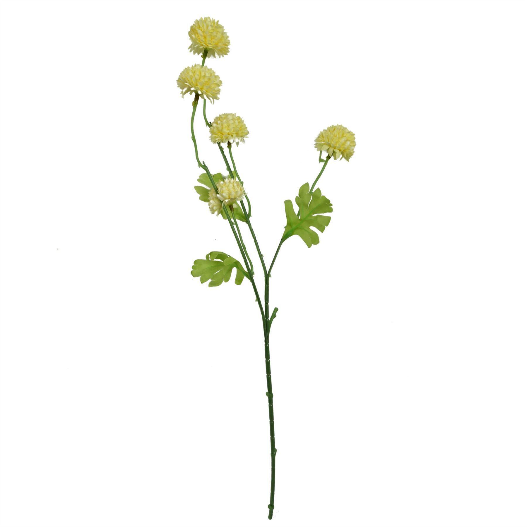 image of pack of 6 x 50cm dahlia pompom yellow artificial stem view 6