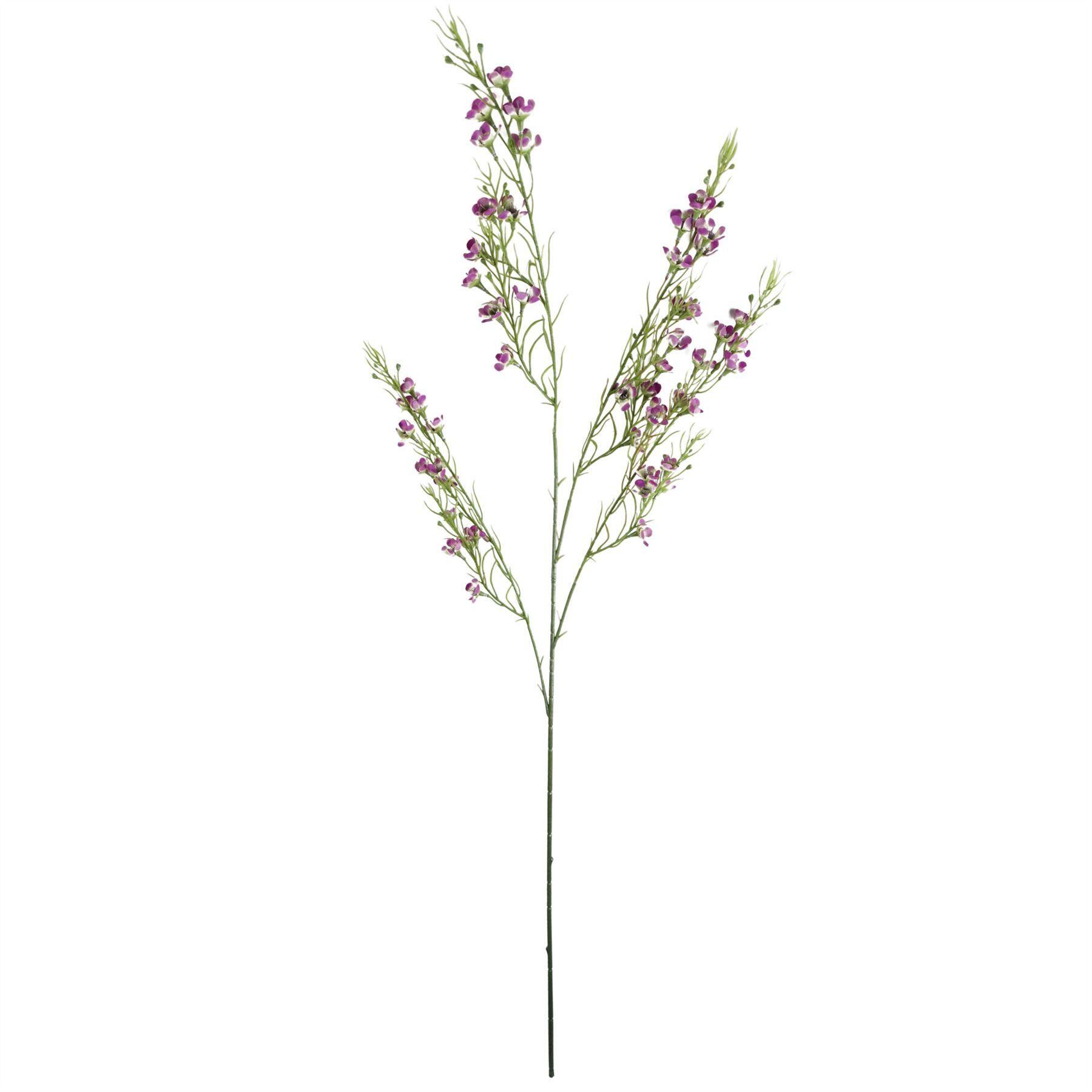 image of pack of 6 x 100cm artificial foliage stem with small flowers  purple view 7