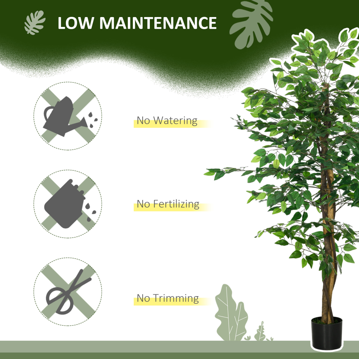 image of 150cm artificial tree ficus for indoor outdoor home decor, fake tree view 4
