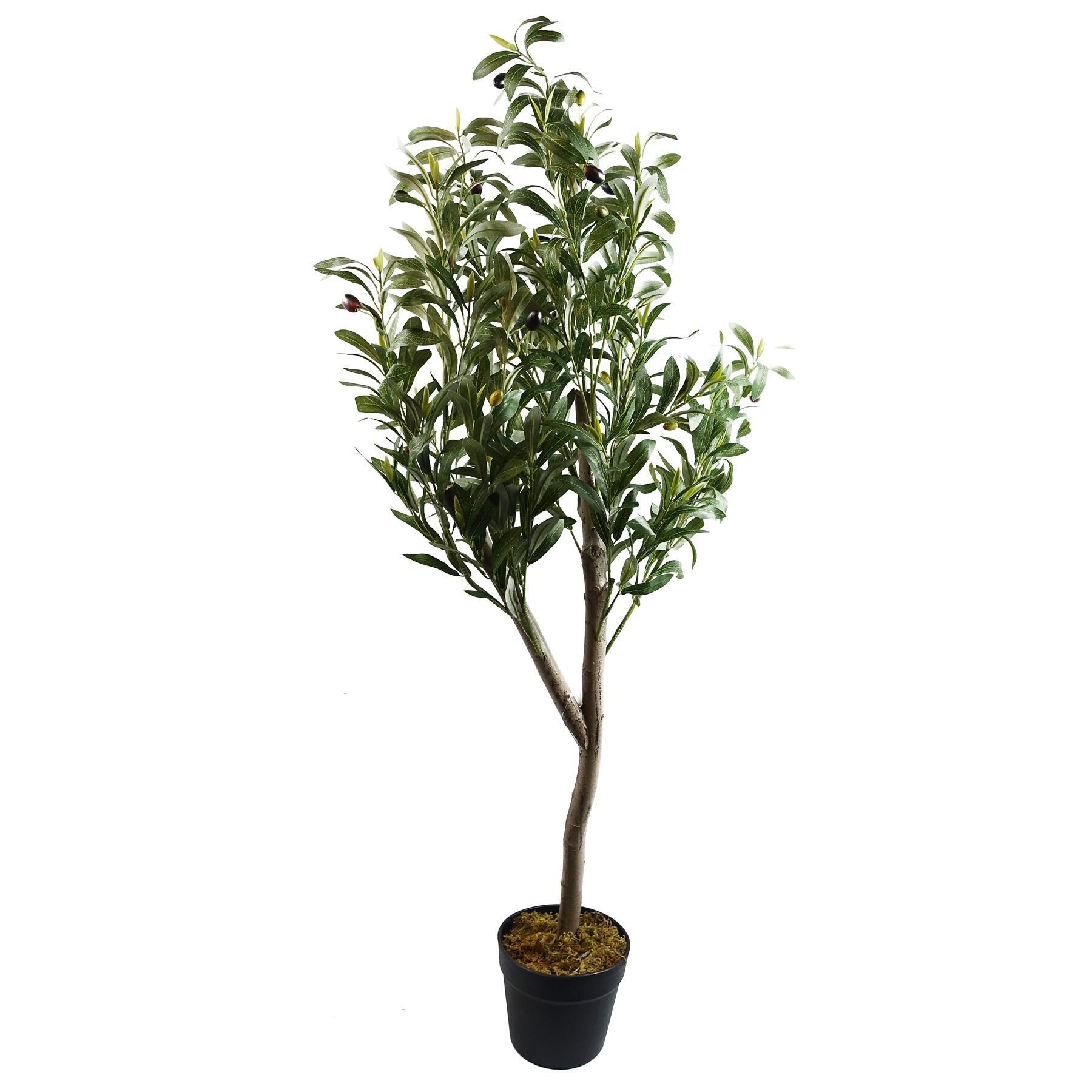 image of 120cm artificial natural look olive tree with wooden trunk