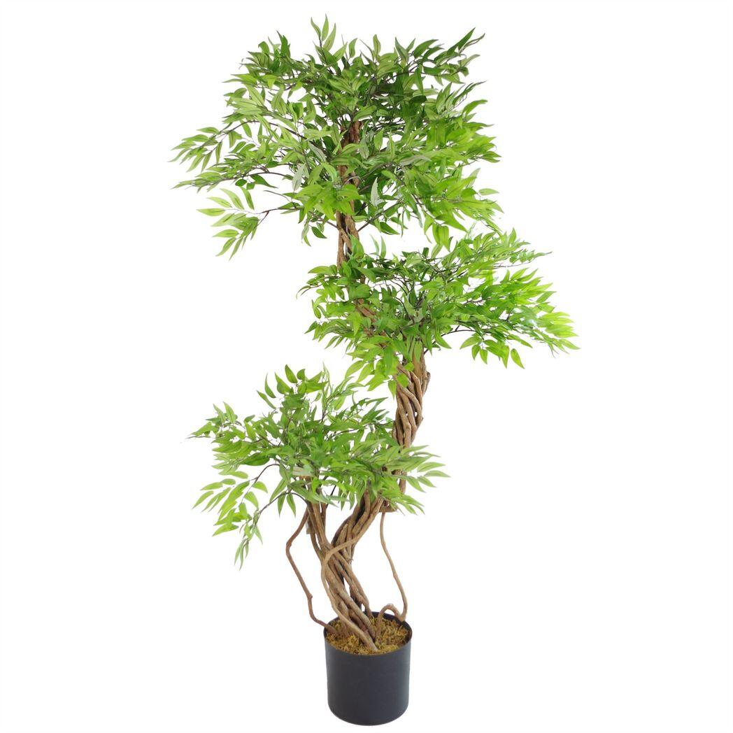 image of 140cm realistic artificial japanese fruticosa tree ficus tree gold planter view 1