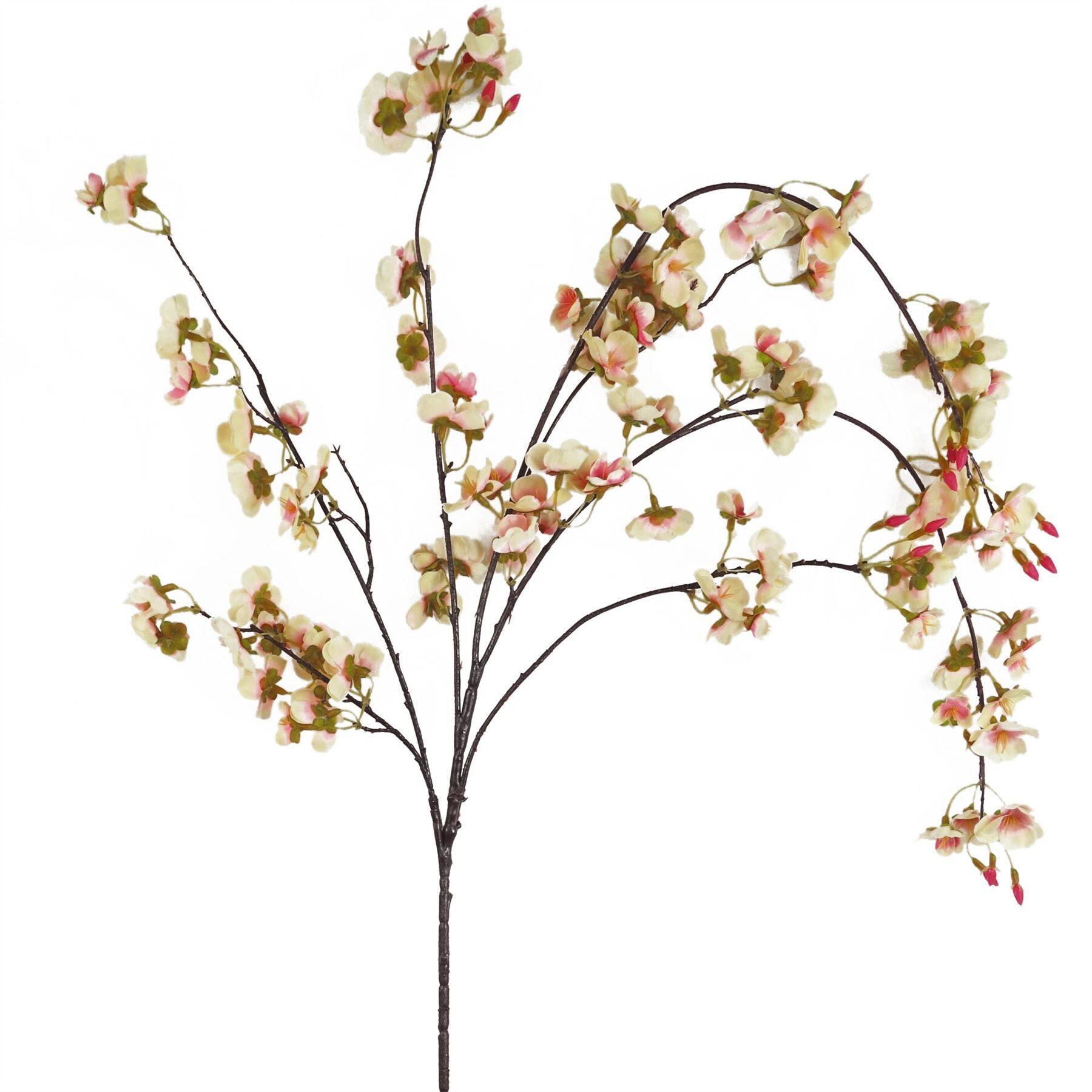 Large blossom spray stem with silk flowers and a wired shapable stem