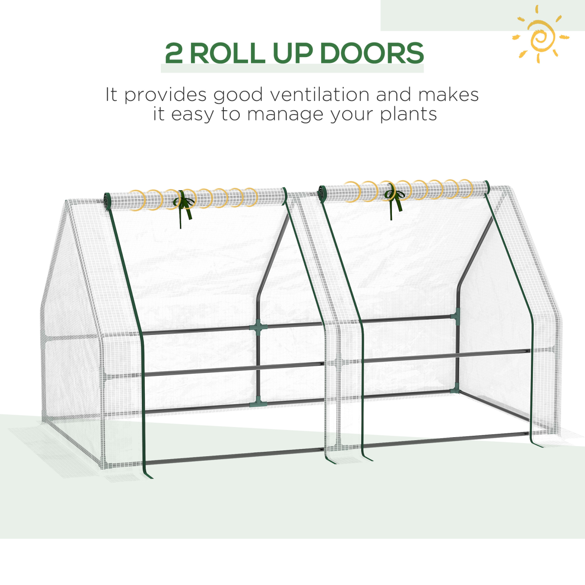 zoomed image of mini small greenhouse poly tunnel steeple for plants vegetables white
