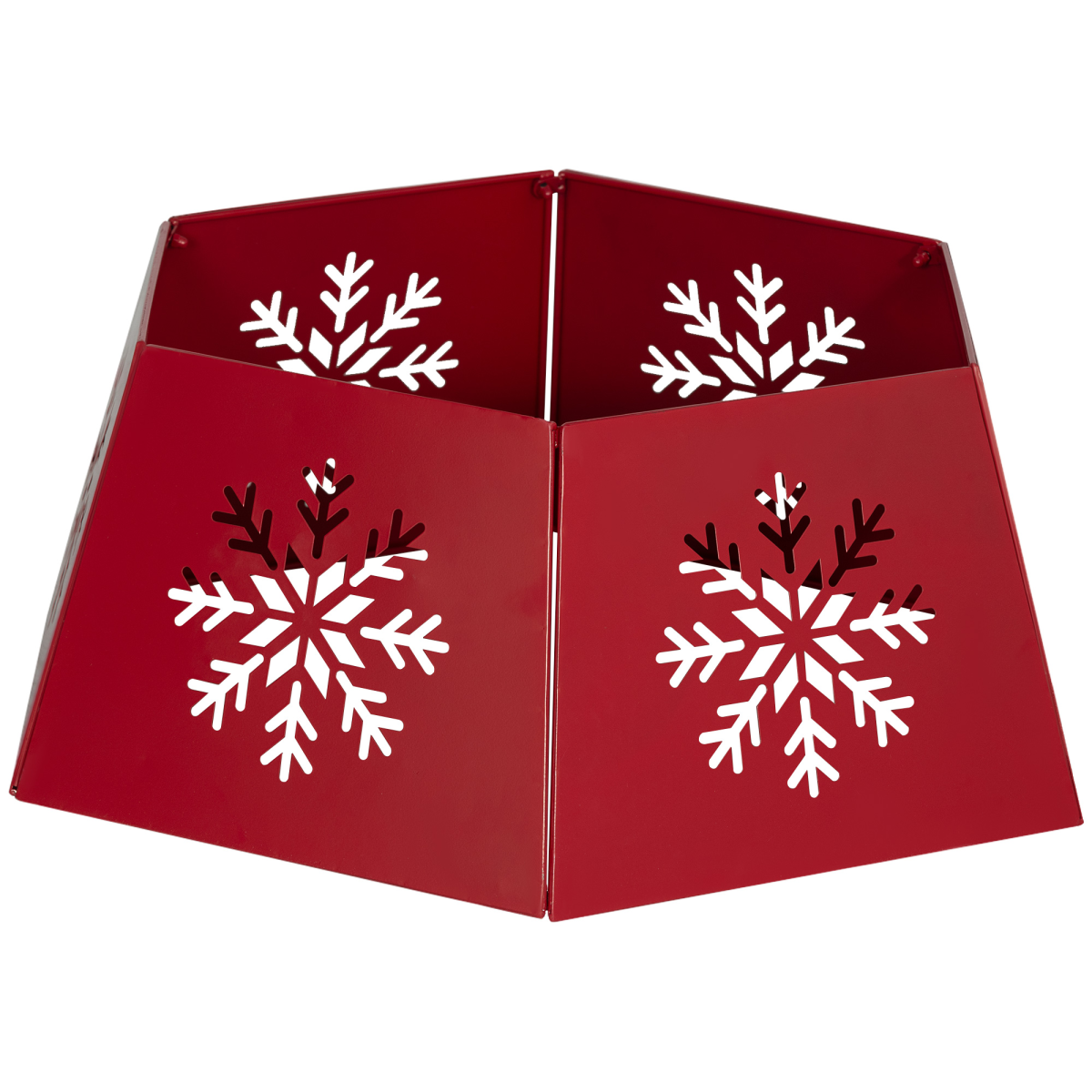 image showing homcom hexagon christmas tree base cover with hollow snowflake patterns red