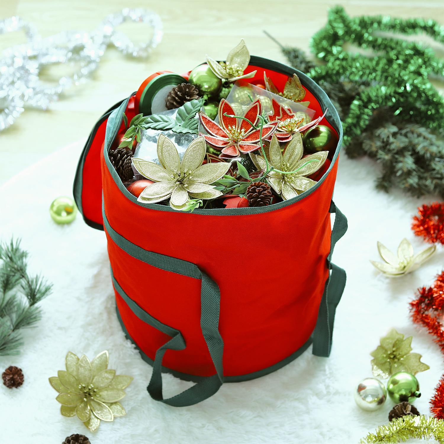 red christmas storage bag with reinforced seams and strong zippers