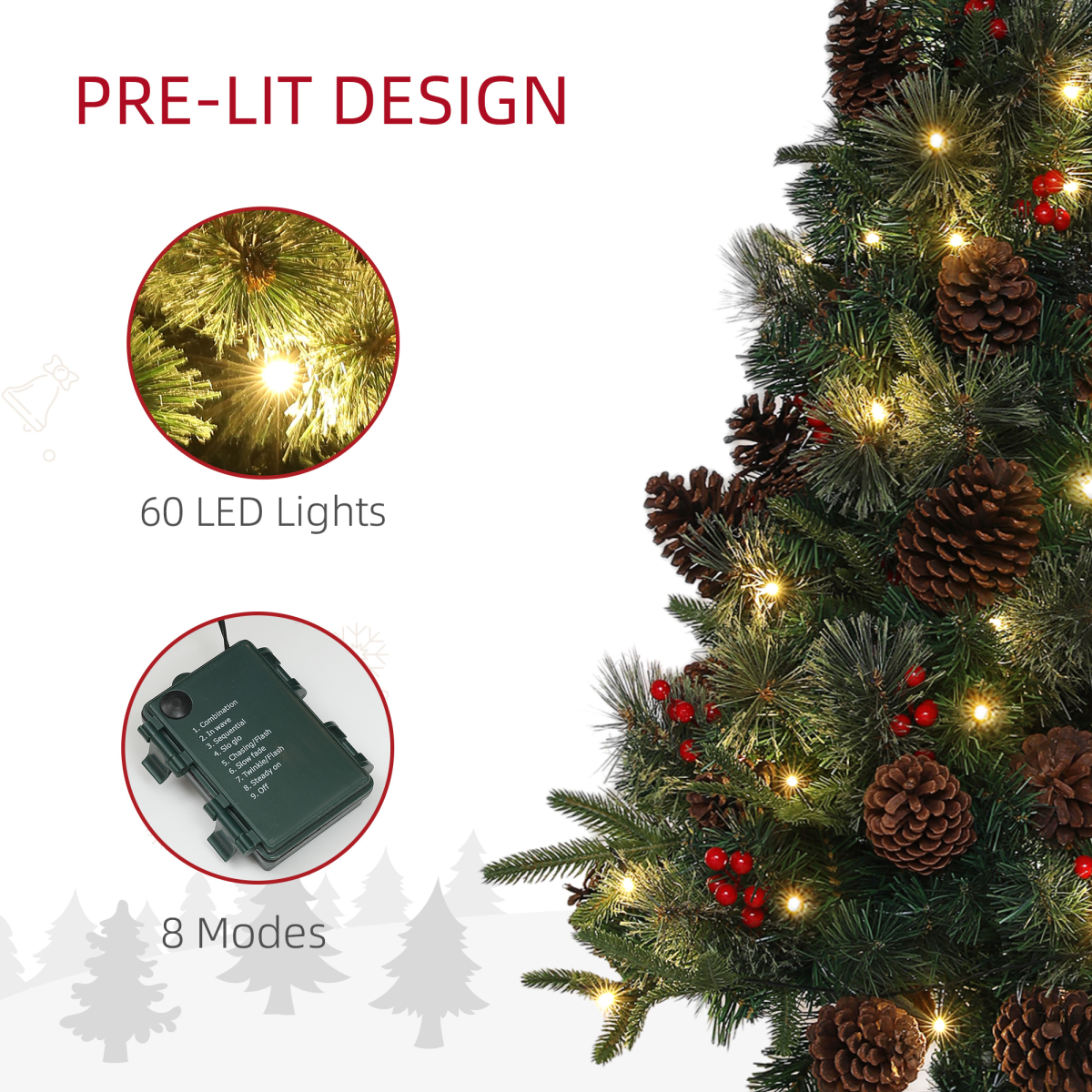 Additional view of 4ft artificial christmas tree with 60 warm white led lights