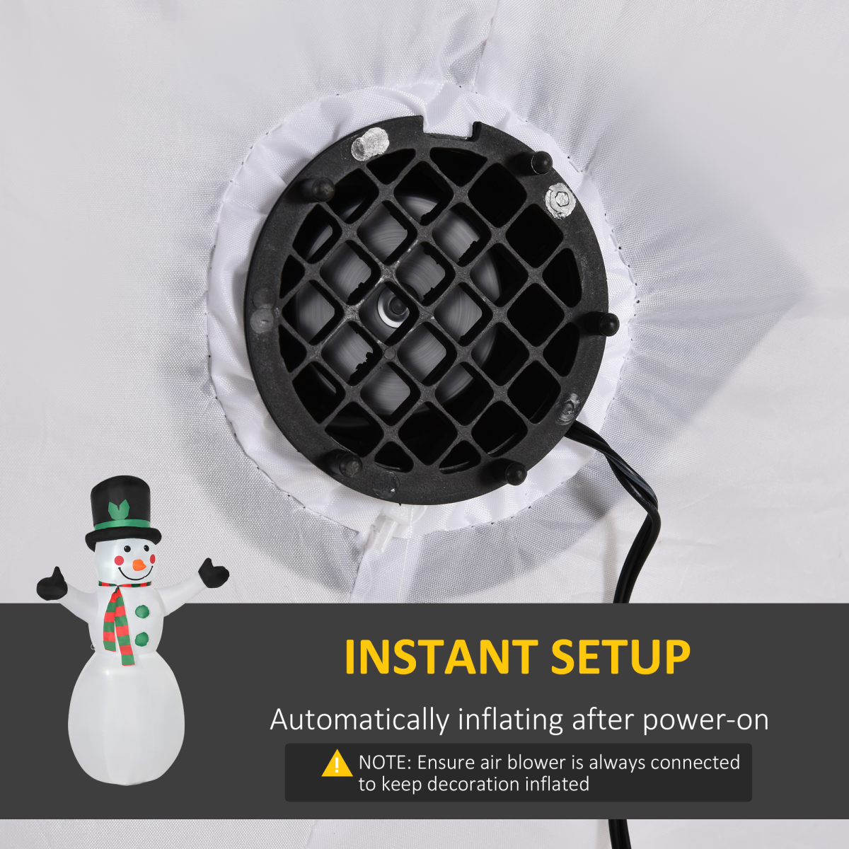 Studio photo of 6.5ft Inflatable Snowman LED Christmas Xmas Air Blown, Outdoor, angled view.