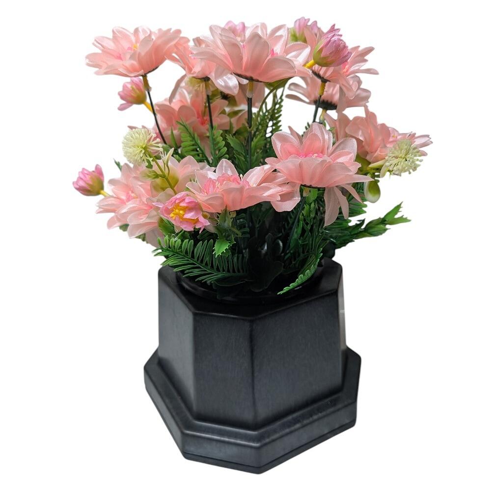 Grave Flower Arrangement in Memorial Base Light Pink Dahlia Mix