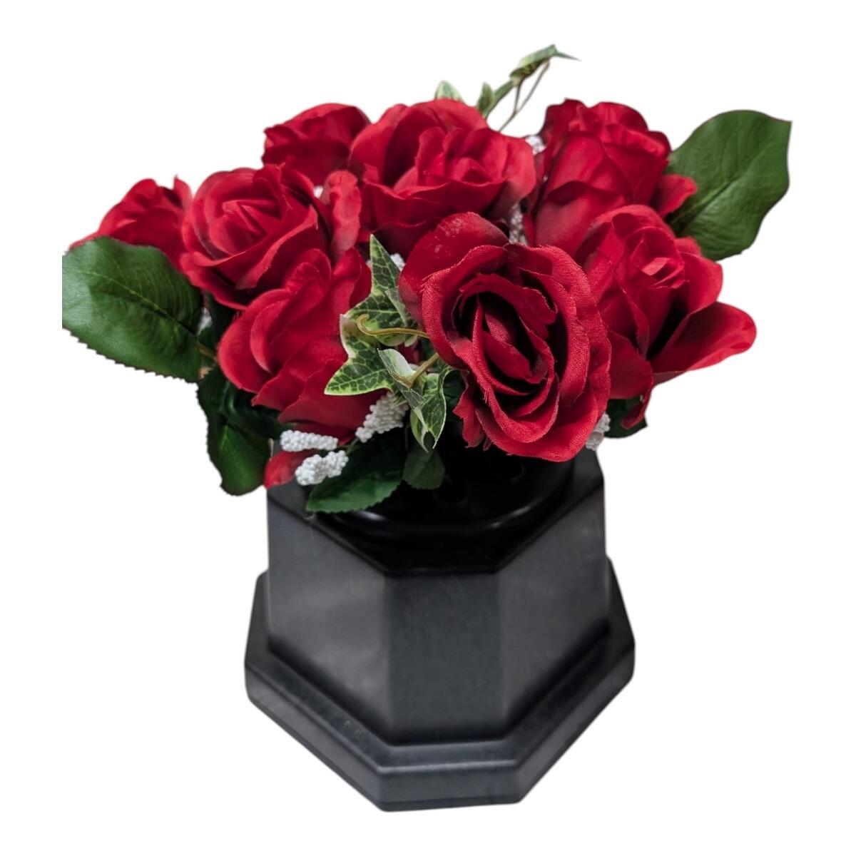 Artificial Grave Flowers in Pot red roses