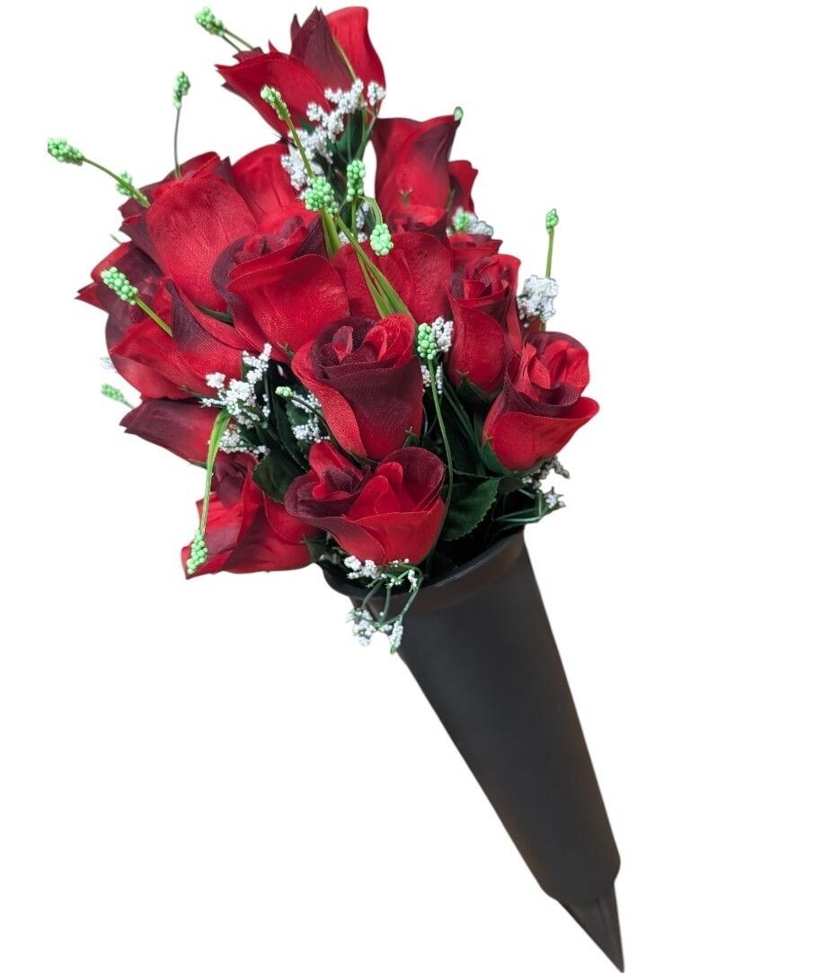 Black Grave Spike with Red Roses