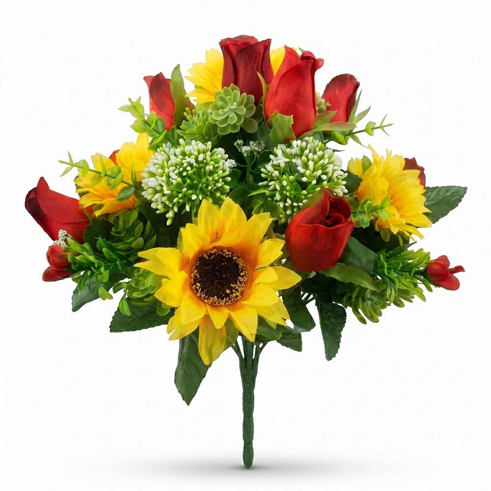 Artificial Sunflower and Red Rose Bouquet