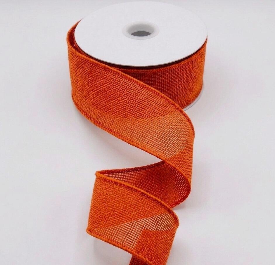 Burnt Orange Burlap Jute Wired Ribbon