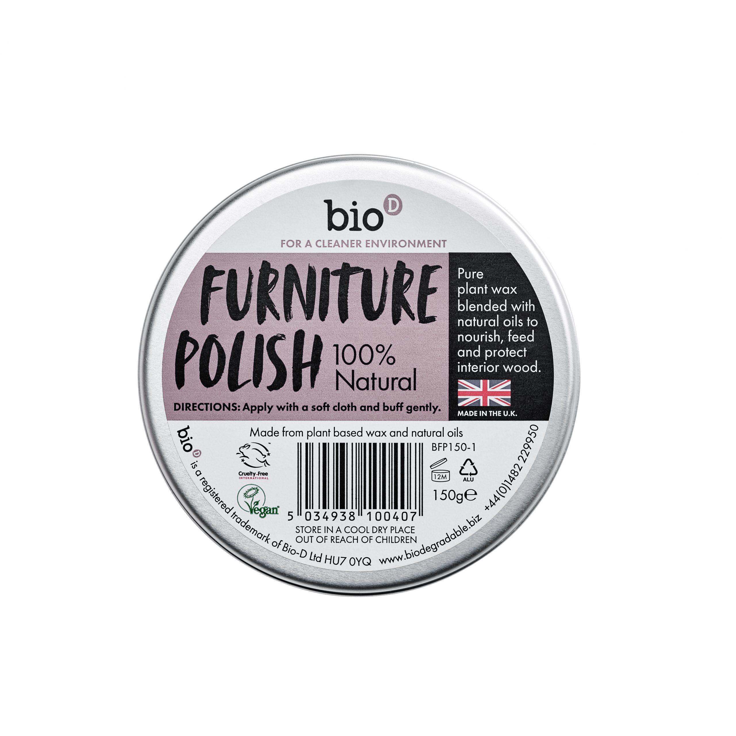 Bio-d furniture polish in a tin
