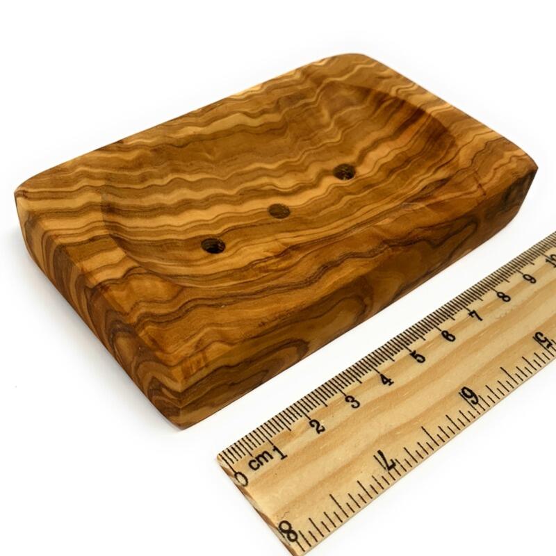 Olive Wood Soap Dish - Rectangular 11cm with base pads